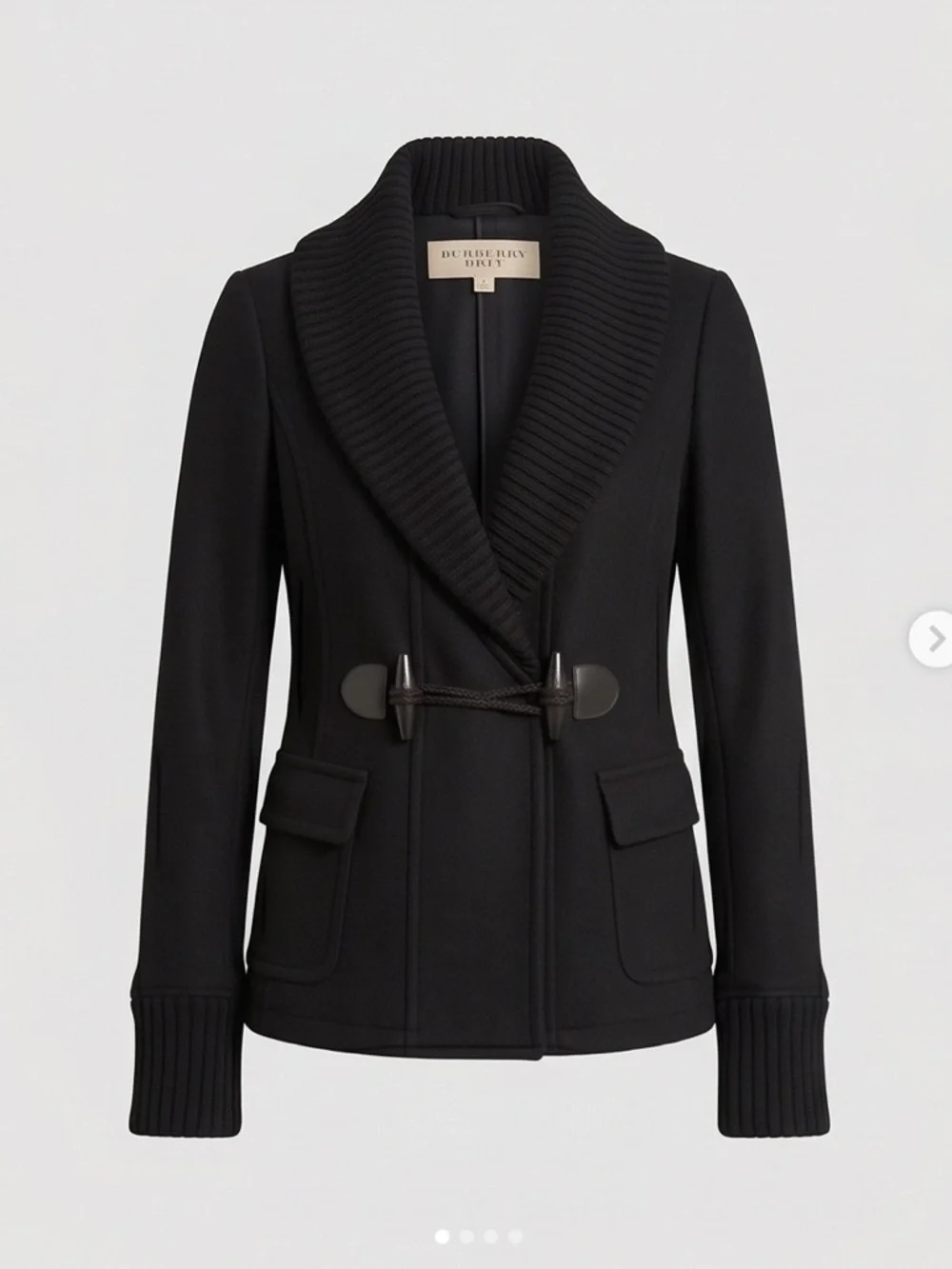 Burberry Black Toggle Blazer with Ribbed Shawl Collar - Picture 1 of 7